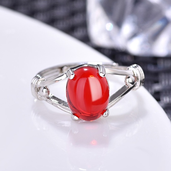 **ATLAS* Silver x Red Fashion Adjustable Ring - Picture 4 of 4